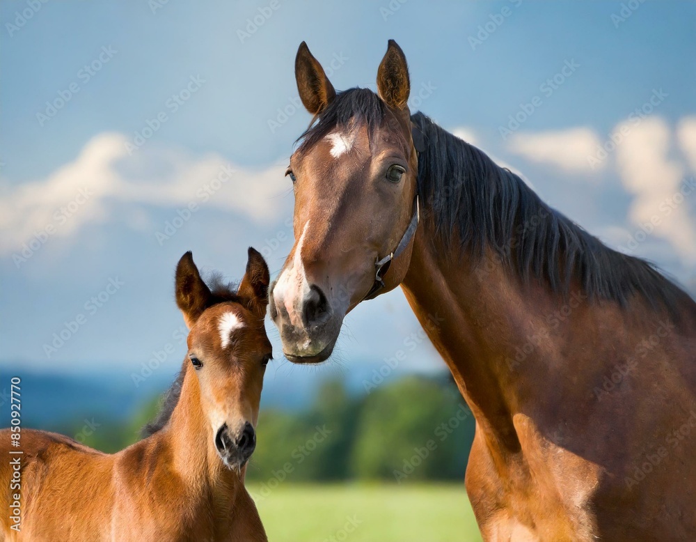 Obraz premium Pferd mit Fohlen 