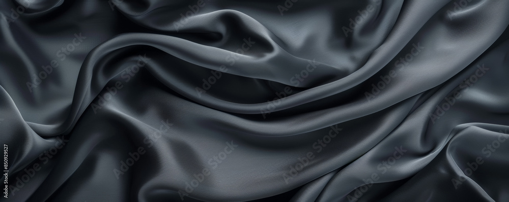 Fototapeta premium Fabric background with smooth, microfiber texture in dark grey.