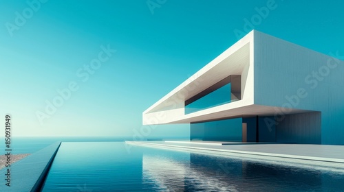 Modern minimalist villa with infinity pool