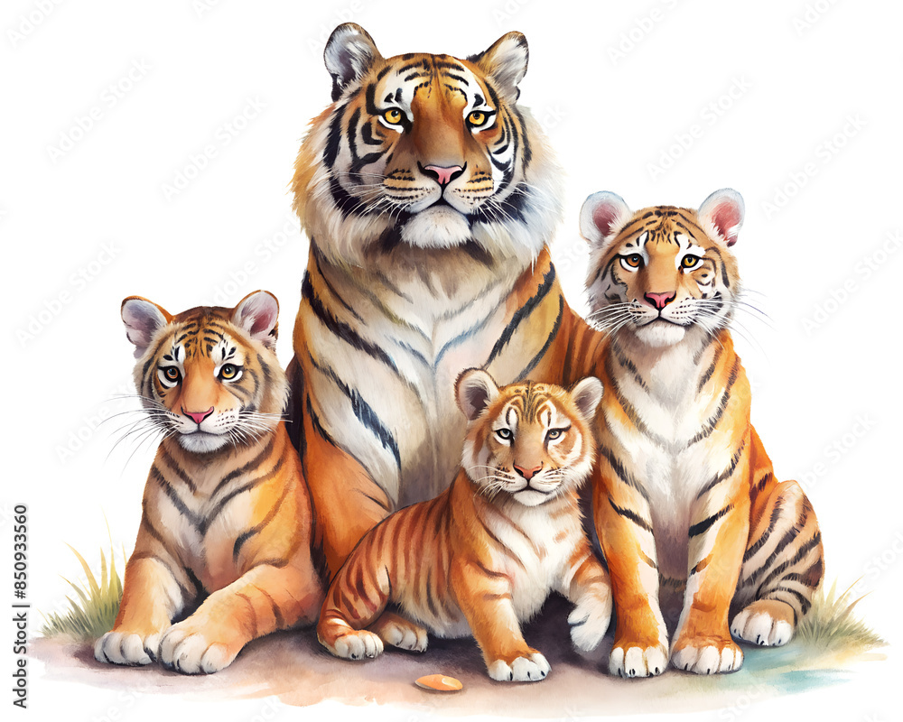 Naklejka premium Tiger on transparent background, Tiger illustration, Tiger png file, Tiger Transparent background, Tiger png illustration