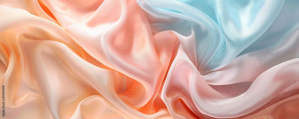 Obraz premium Fabric background with soft, pastel-colored silk folds.