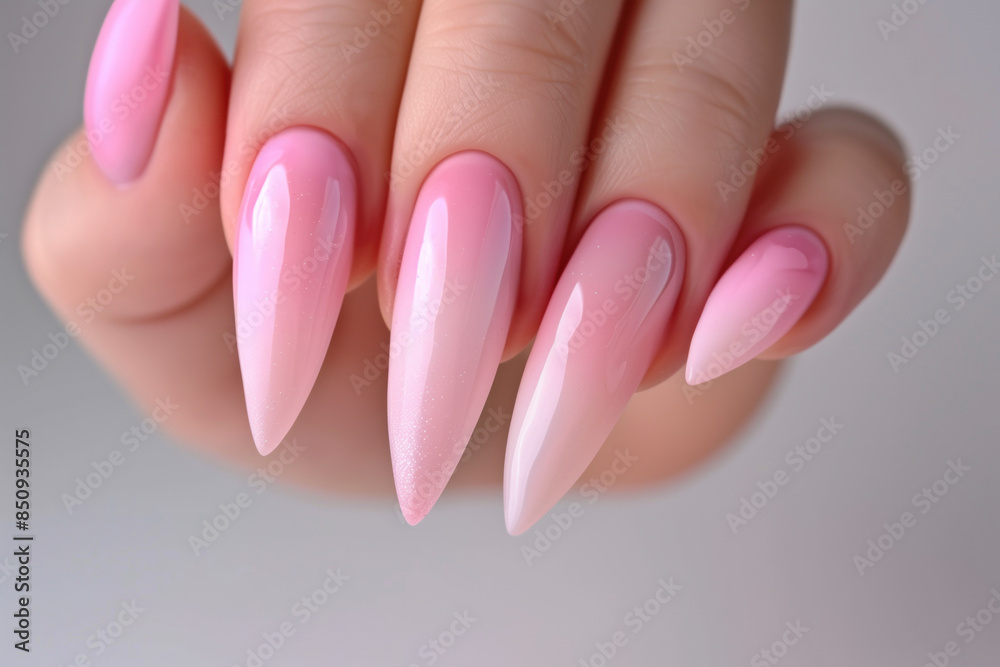 Elegant Gradient Pink Stiletto Nails with Glossy Finish and Stylish Manicure Design Elegant Gradient Pink Stiletto Nails with Glossy Finish and Stylish Manicure Design