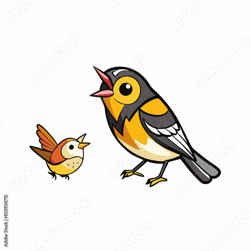 Blackburnian Warbler bird knocks vector kawaii 