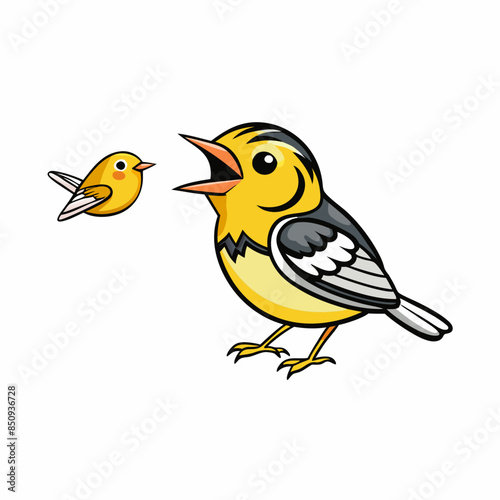 Blackburnian Warbler bird knocks vector kawaii 
