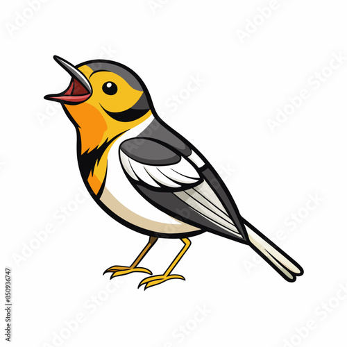 Blackburnian Warbler bird knocks vector kawaii 