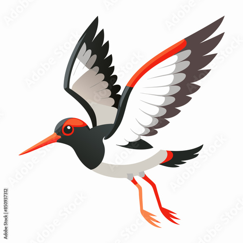 Canarian Oystercatcher bird flies vector kawaii svg file