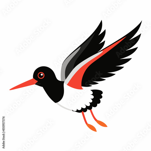 Canarian Oystercatcher bird flies vector kawaii svg file