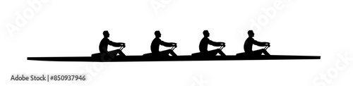 Silhouette of rowers, rowing - vector illustration