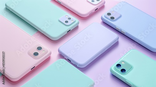 Wallpaper Mural A row of cell phones with different colored cases Torontodigital.ca