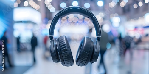 New noisecanceling headphones with soundproof booth testing showcased at trade show. Concept Tech Gadgets, Soundproofing, Trade Shows, Product Testing, Noise Cancelling Technology photo