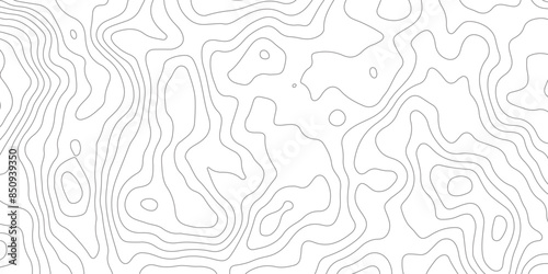 Abstract gray topography contour map backround design. geometric black curve lines texture