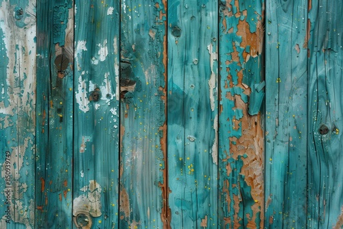 Weathered Teal Wood Panel Background. © patungkead