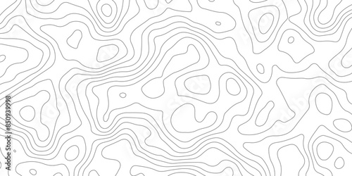 Abstract gray topography contour map backround design. geometric black curve lines texture