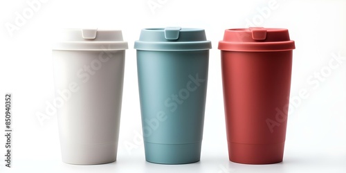 Wallpaper Mural Closeup of modern travel mugs or takeaway cups isolated on white background. Concept Product Photography, Travel Mugs, Takeaway Cups, White Background, Close-up Shots Torontodigital.ca