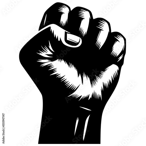 Silhouette of a demonstrator's fist
