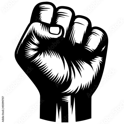 Silhouette of a demonstrator's fist