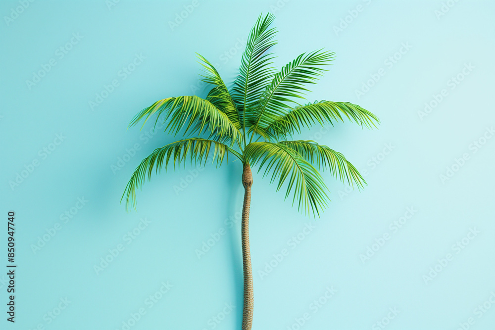 Obraz premium A simple palm tree with green leaves at the top