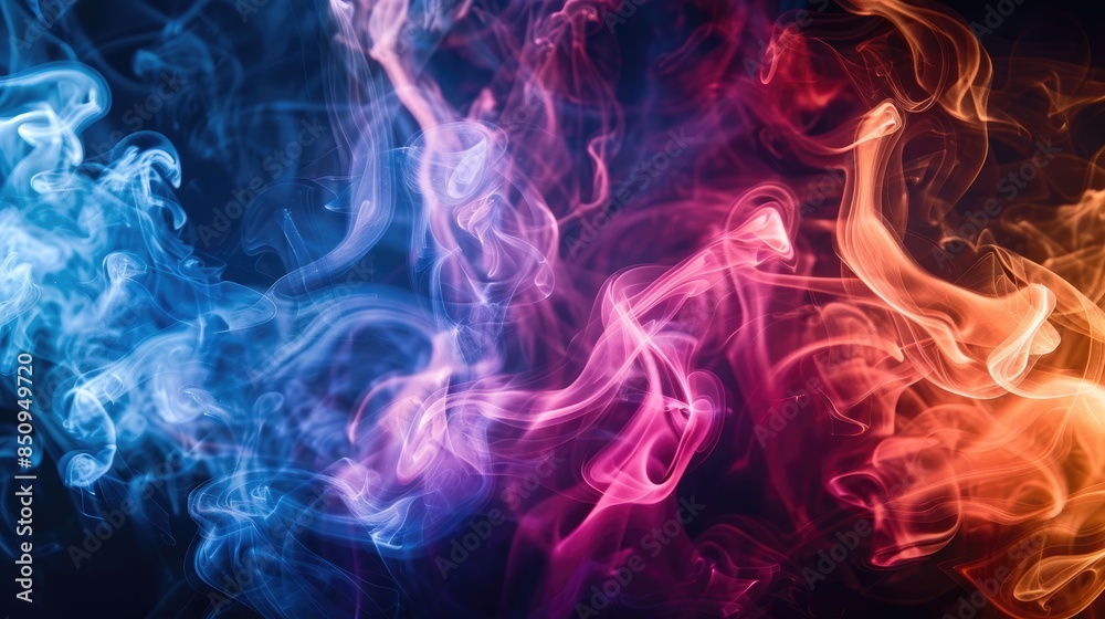 Fototapeta premium Smoke captured with vibrant foils in a studio setting