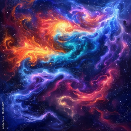 a mesmerizing psychedelic nebula swirling with vibrant colors and intricate patterns, evoking a sense of cosmic wonder and otherworldly beauty.