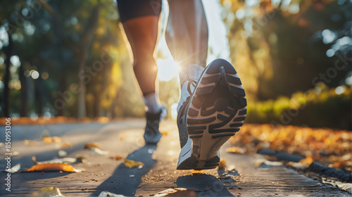 Running Closeup on Leg, Determination and Resilience, Autumn Fitness Journey photo