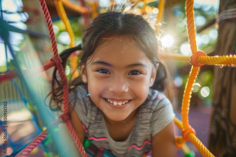 A happy child at play on swings and slides, suitable for childhood-themed images or illustrations A happy child at play on swings and slides, suitable for childhood-themed images or illustrations