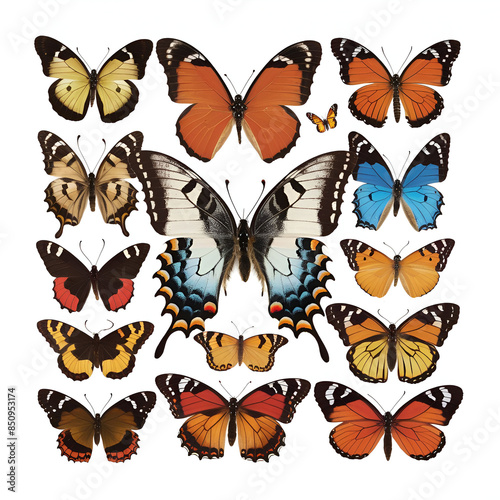 View of colorful butterflies with their wings spread open. AI generative image. © AKMMasomul