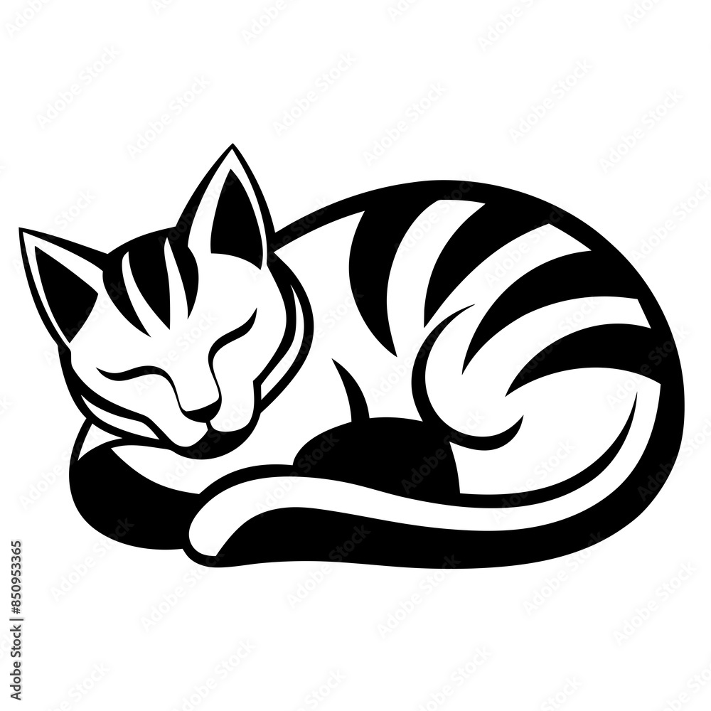 Fototapeta premium Design art illustration of a sleeping cat