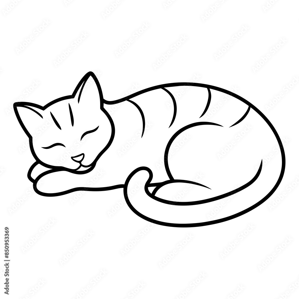 Design art illustration of a sleeping cat Design art illustration of a sleeping cat