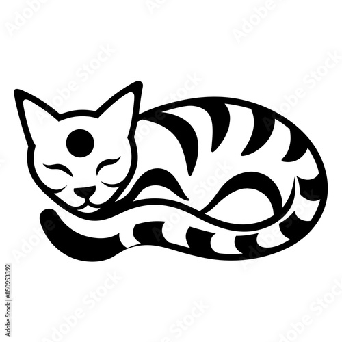 Design art illustration of a sleeping cat