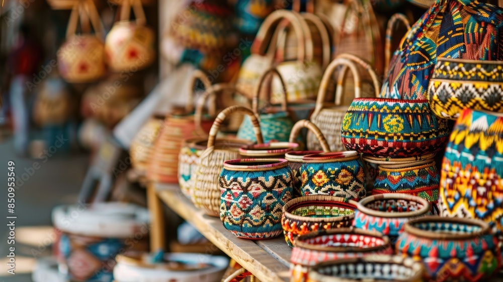 Fototapeta premium Ethnic handmade souvenirs for tourists