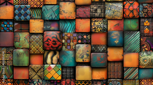 A colorful mosaic of squares and rectangles
