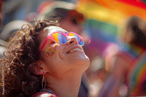 Rainbow Sunglasses Joy. Pride Parade Celebration
