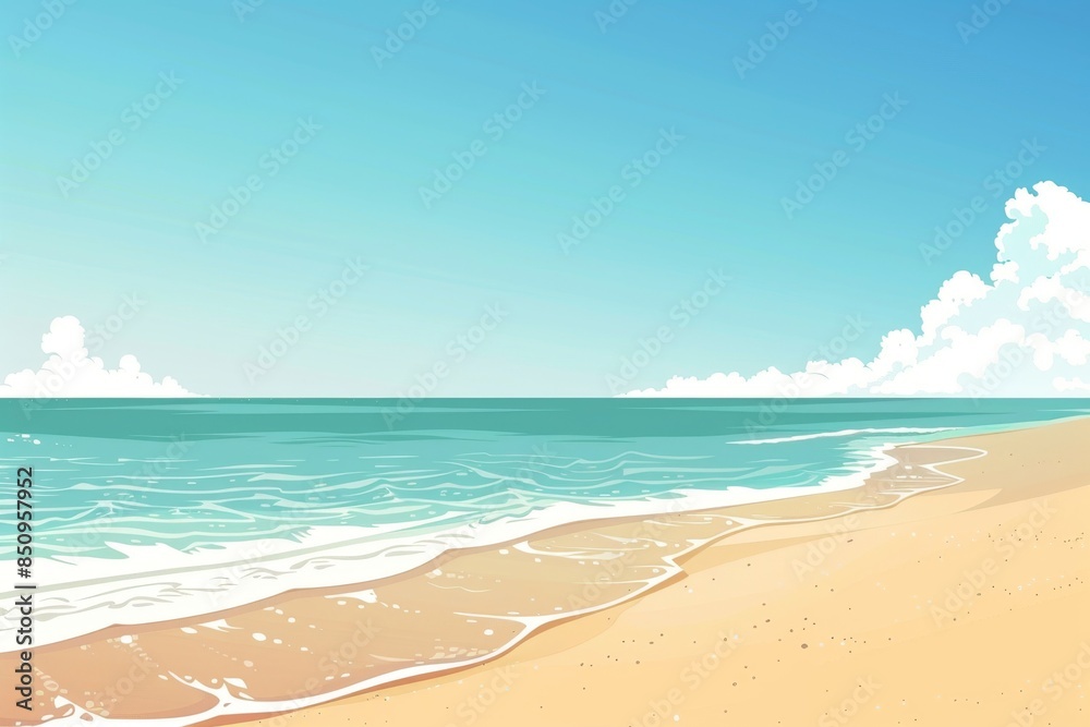 Obraz premium Serene Beach Landscape Under a Clear Blue Sky