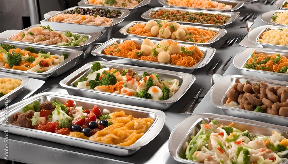 Buffet food. Buffet style food in trays
Buffet food. Buffet style food in trays