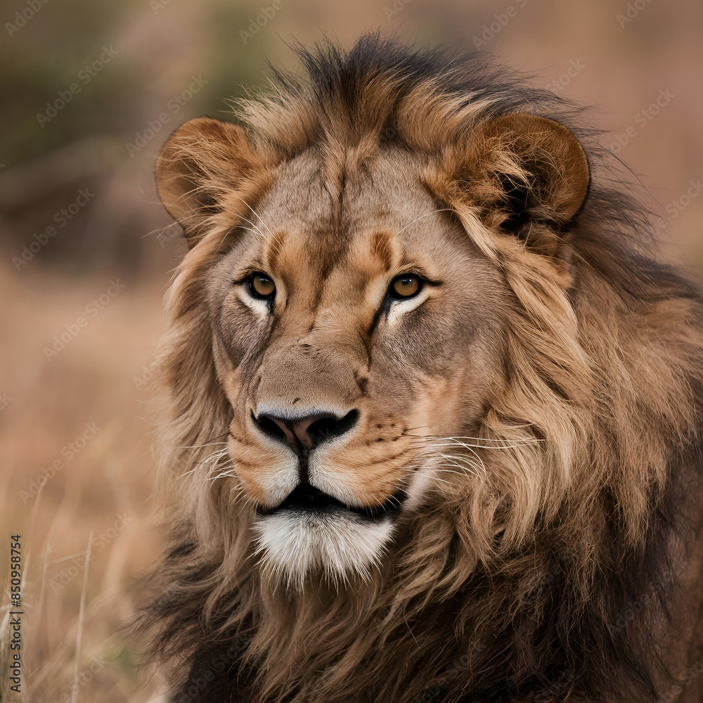 View of 3d ferocious wild lion in nature background. AI generative image. View of 3d ferocious wild lion in nature background. AI generative image.