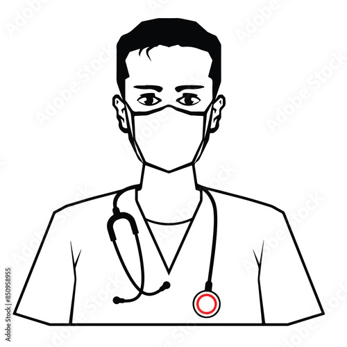 Doctor vector illustration clip-art image black and white