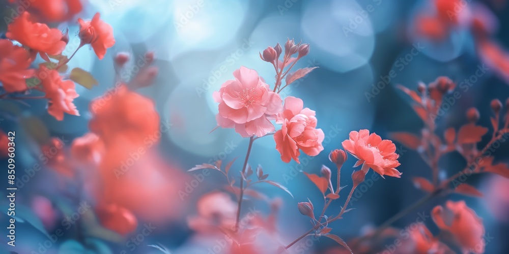 soft focus with bokeh morning wildflower pink Wild Rose field, beautiful nature spring summer field background with copy space soft focus with bokeh morning wildflower pink Wild Rose field, beautiful nature spring summer field background with copy space