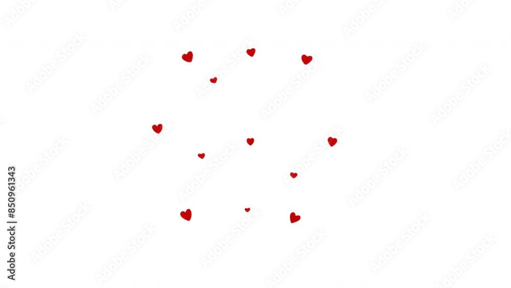 Red doodle heart exploding into little hearts. Loopable hand drawn animation on a white background