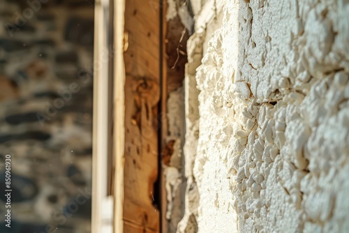 efficient spray foam insulation sealing gaps in building walls editorial photography photo