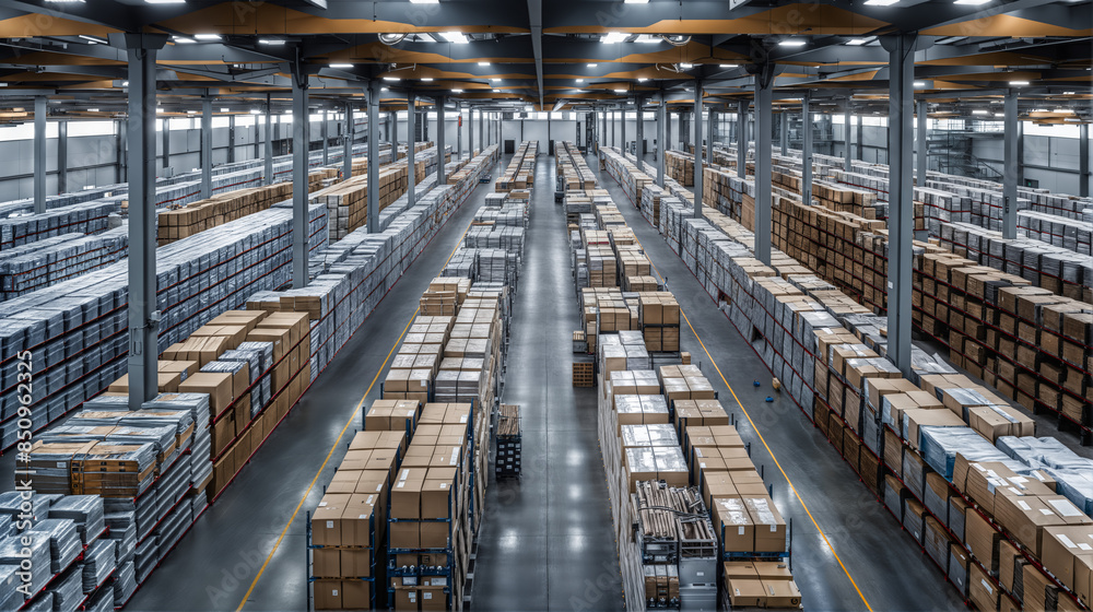 Futuristic Warehouse with Digital Interface, Smart Logistics and Inventory Management, AI Industry 4.0 Futuristic Warehouse with Digital Interface, Smart Logistics and Inventory Management, AI Industry 4.0