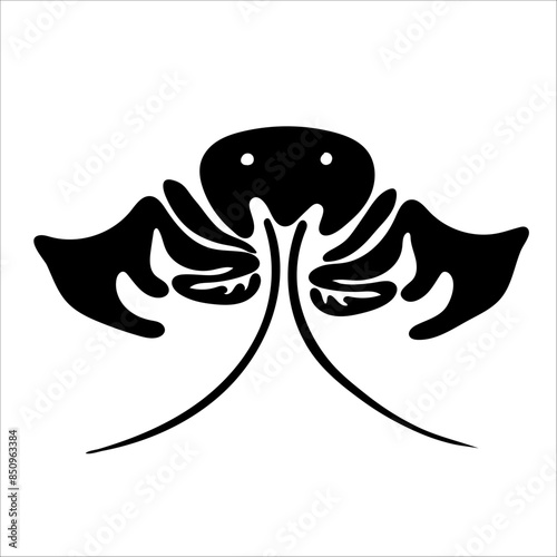 Design element of omar black silhouette sea animal isolated on white background. Black design element for textile, decor package, wallpaper, tablecloth, napkins, stationery, menu. Vector illustration.