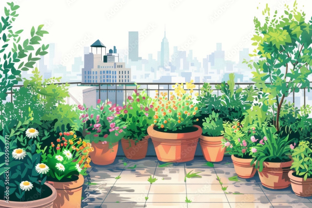 Escape the hustle and bustle of the city in this tranquil rooftop garden, adorned with lush green plants and vibrant flowers, creating a peaceful oasis in the heart of the urban landscape. Escape the hustle and bustle of the city in this tranquil rooftop garden, adorned with lush green plants and vibrant flowers, creating a peaceful oasis in the heart of the urban landscape.