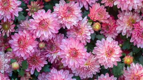 Many delicate chrysanthemum blossoms displayed prolifically photo