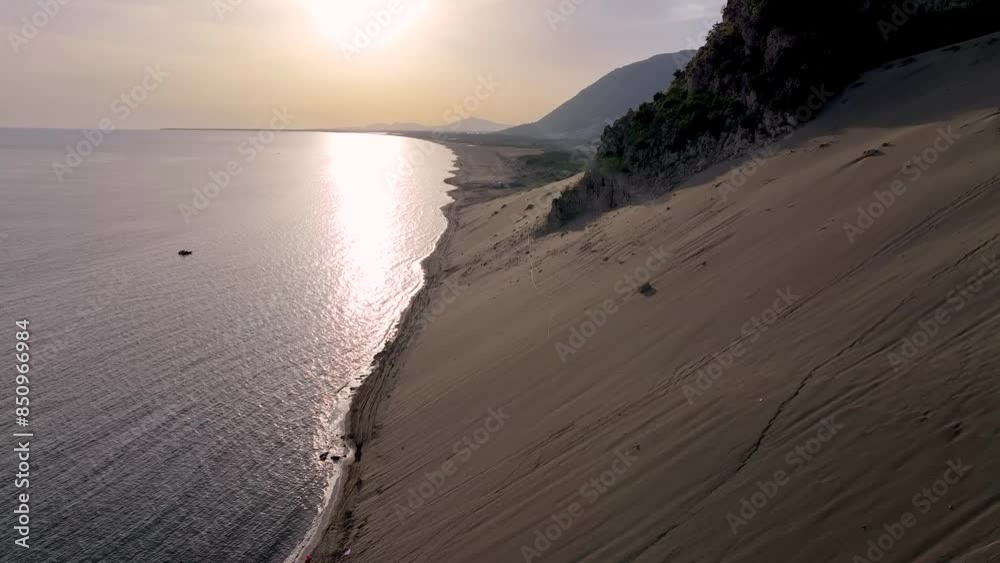 Albania coastal beaches Shengjin (rana e hedhun) sunset at the sea. Albania coastal beaches Shengjin (rana e hedhun) sunset at the sea.