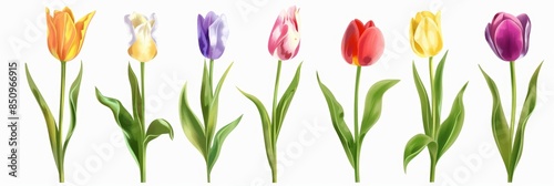 Wallpaper Mural Vibrant Tulips on White Background for Spring Decor Generative AI Torontodigital.ca
