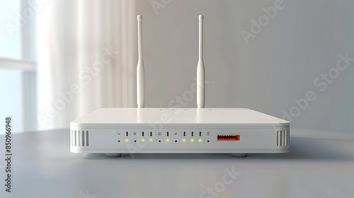WiFi router with two antennas isolated on white - modern connectivity solutions