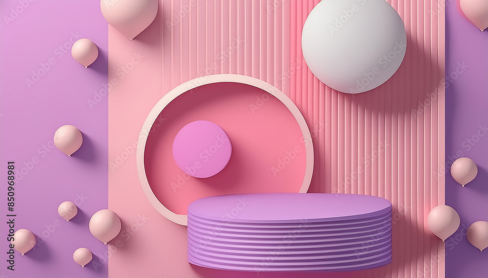 Obraz premium 3D Rendering Background - Podium Platform for Product Presentation and Advertisement