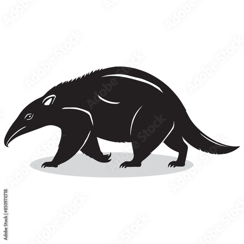 Anteater silhouettes and icons. Black flat color simple elegant white background Anteater animal vector and illustration. © Charlie