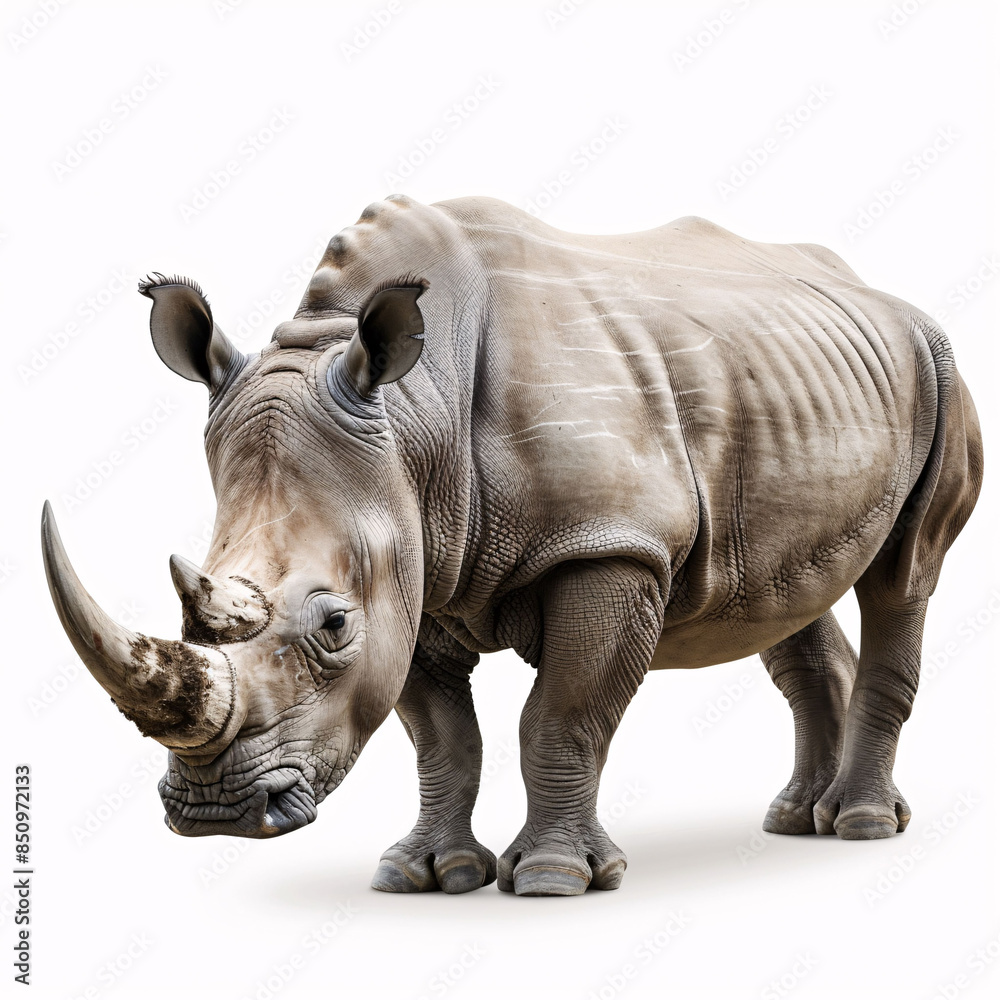 Obraz premium Portrait of a rhinoceros on white background