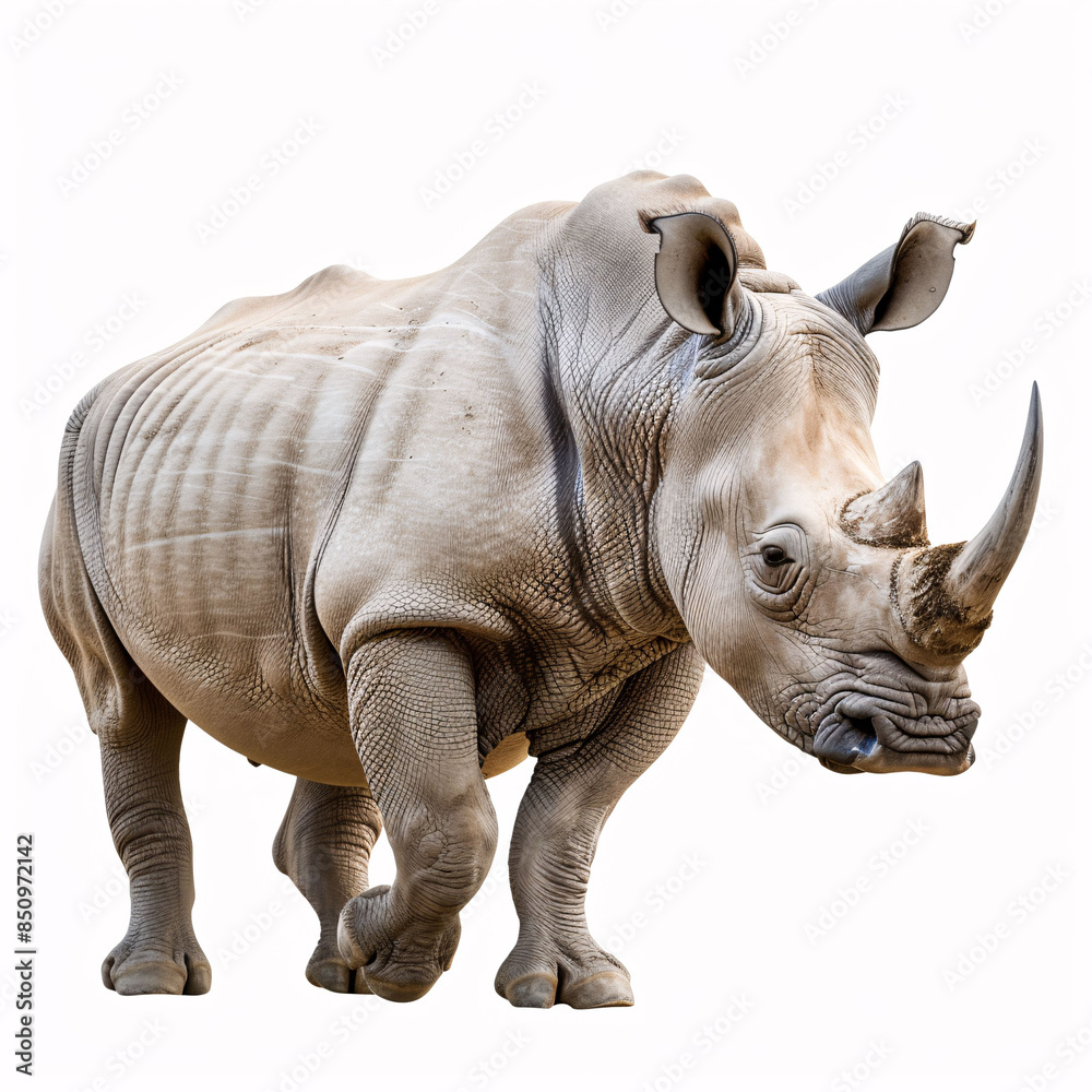 Obraz premium Portrait of a rhinoceros on white background